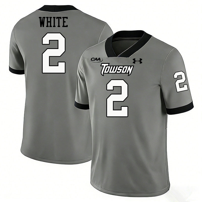Towson Tigers #2 Kaden White College Football Jerseys,Uniforms-Grey